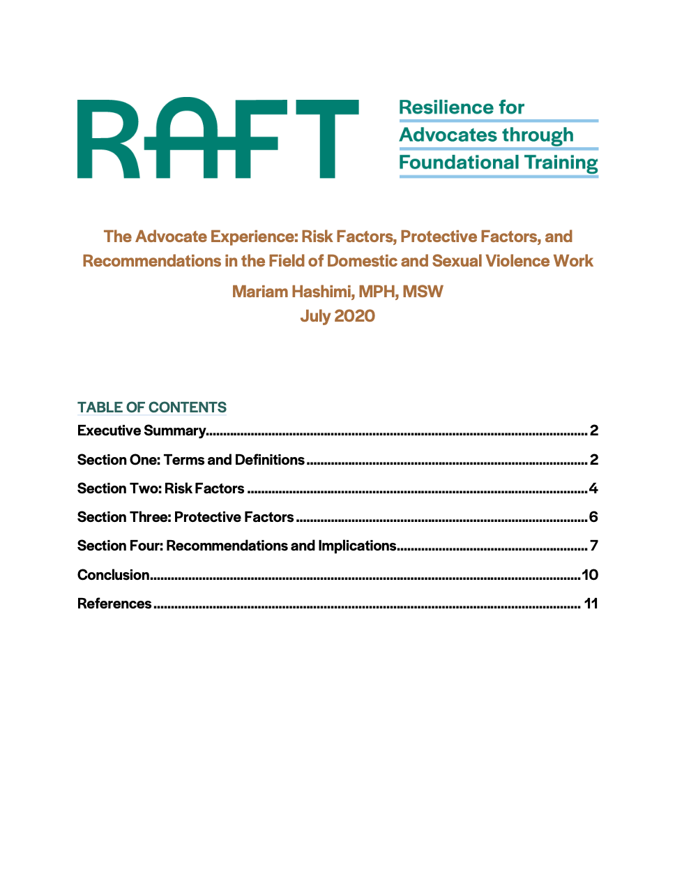 RAFT The Advocate Experience White Paper 2020 cover image