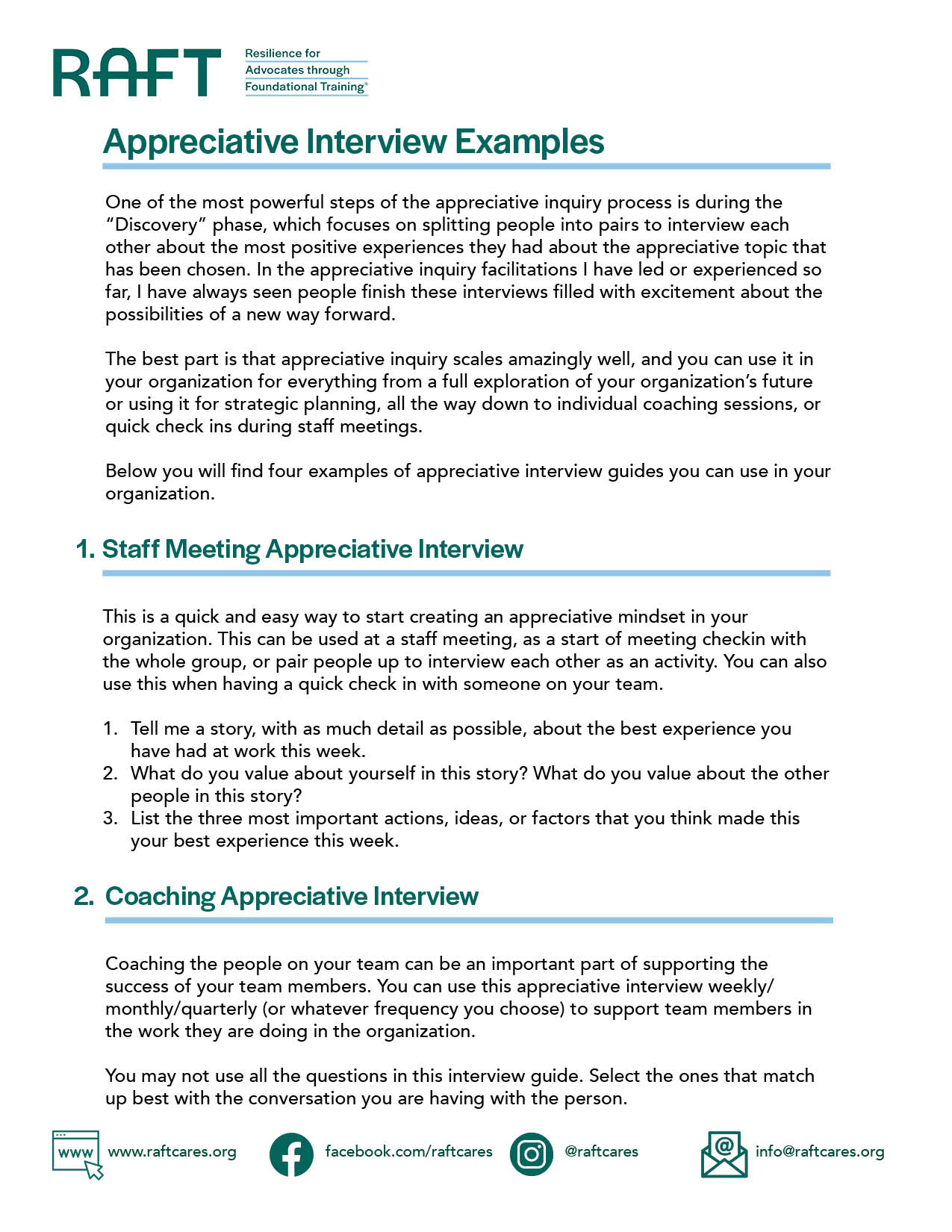 Appreciative Interview Examples