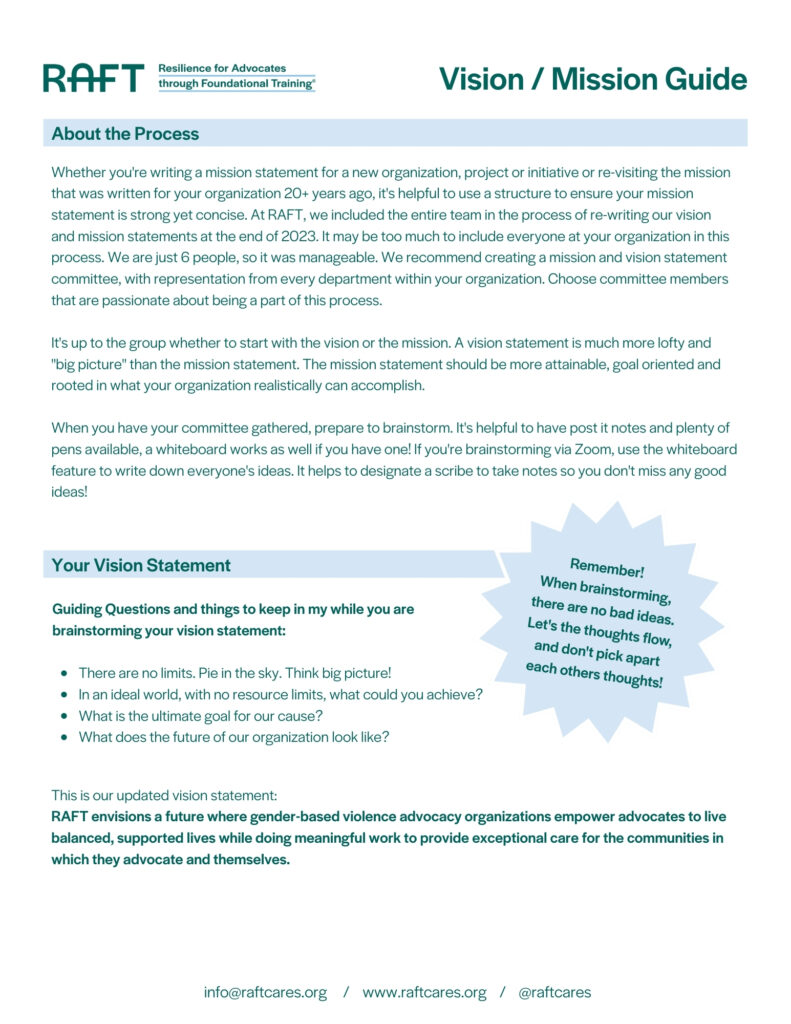 vision and mission statement guide