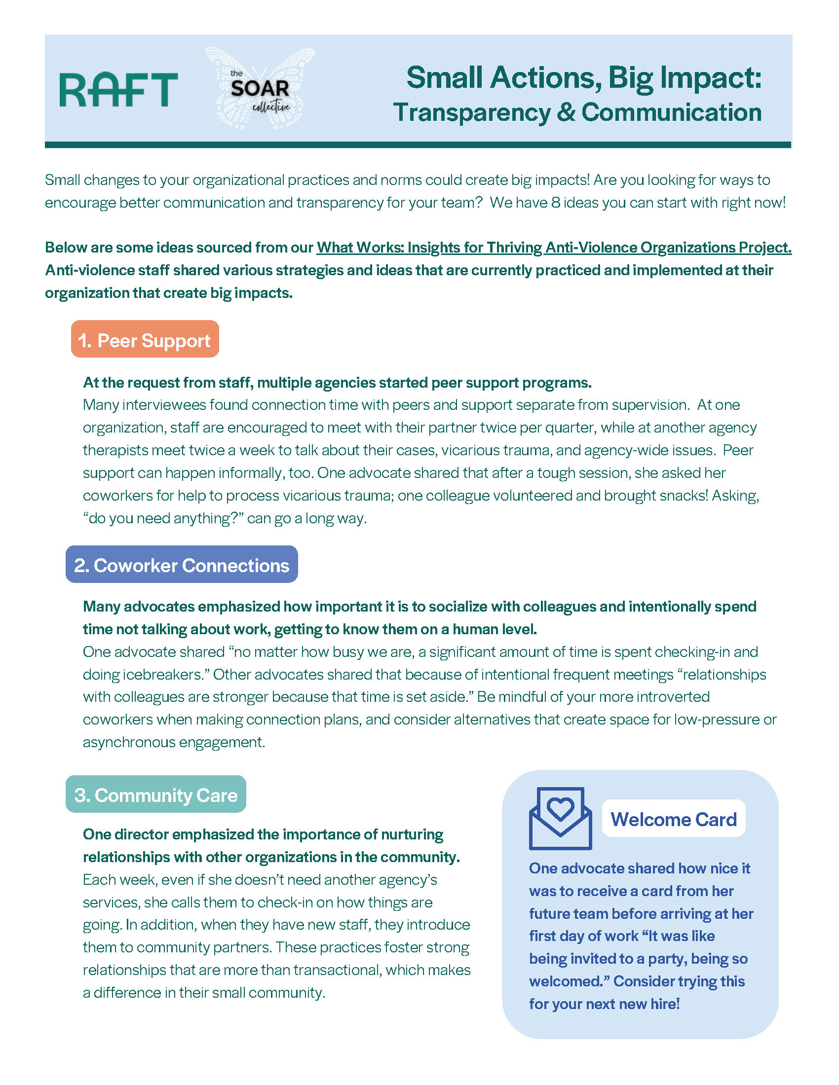 Small Actions, Big Impact: Transparency and Communication