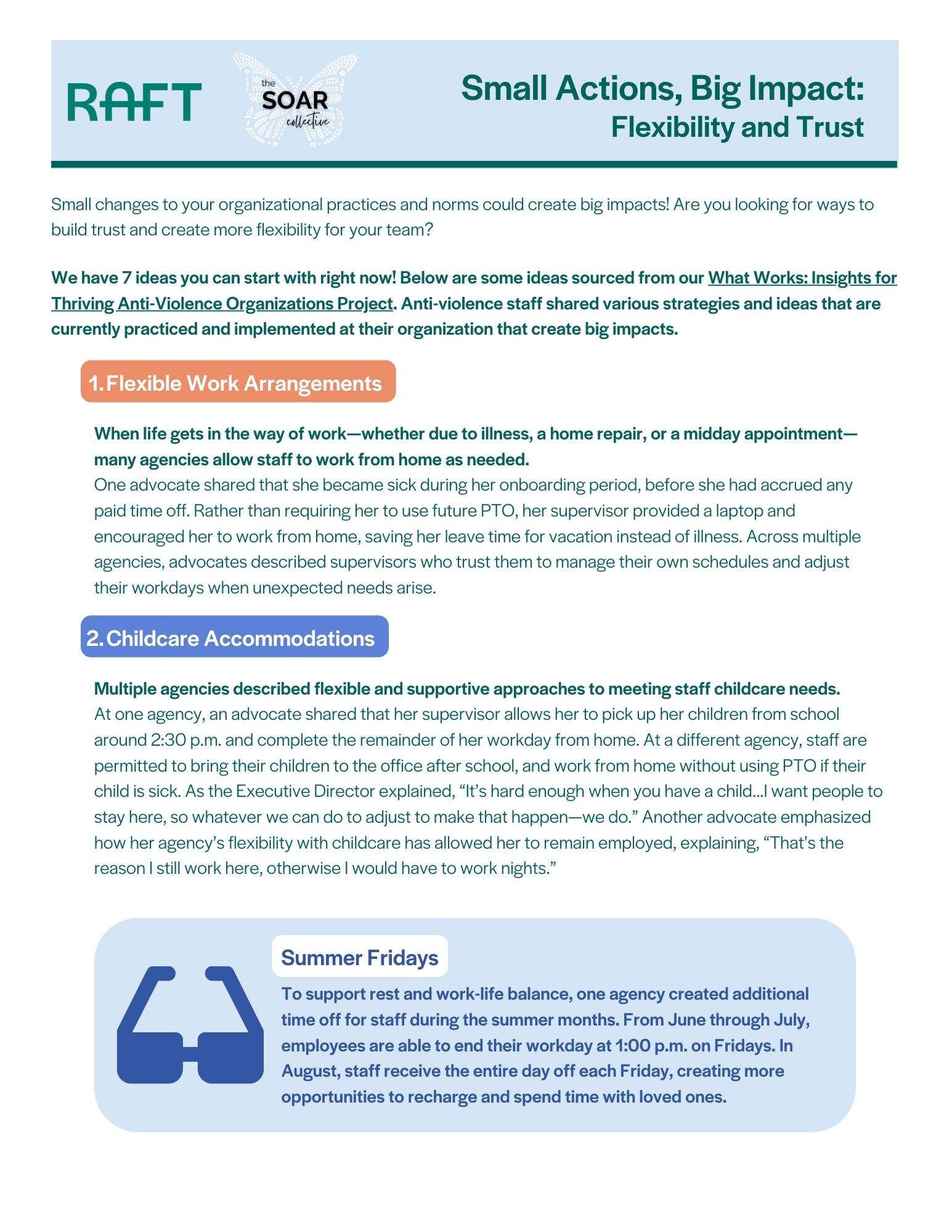 Small Actions, Big Impact: Flexibility and Trust