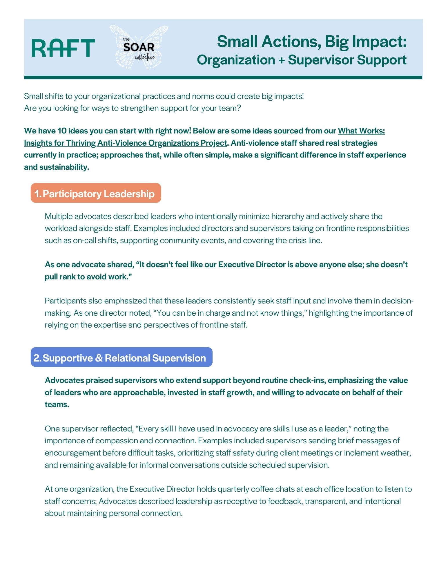 Small Actions, Big Impact: Organization + Supervisor Support